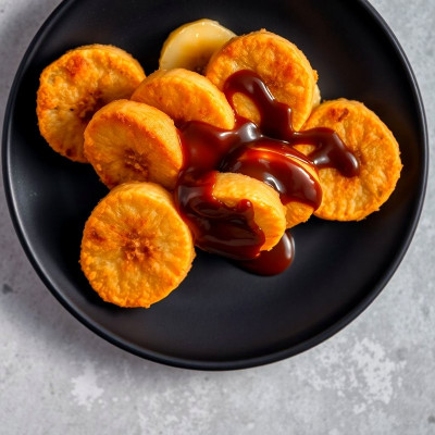 Plátano frito con chocolate