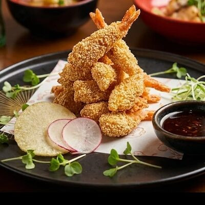 Langostinos fritos con semillas de sesamo