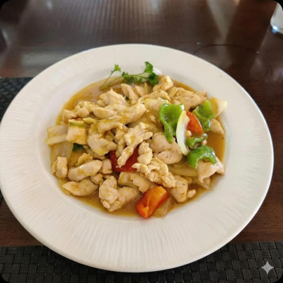 Dados de pollo Thai curry