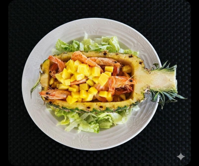 Langostinos con piña